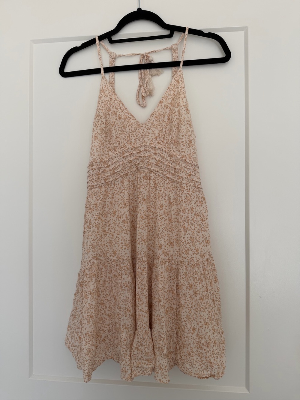 American Eagle Halter Maxi Dress Cream V-Neck Lightweight Summer Coverup